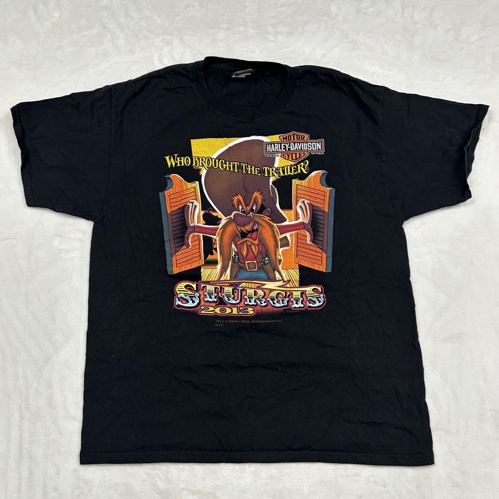 Harley Davidson T-Shirt Mens L Black Sturgis 2013 Yosemite Sam Looney Tunes